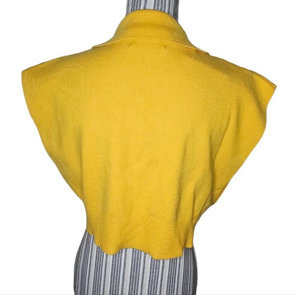 Cider women's goldense knit cropped sleeveless open front collared top size M - Picture 2 of 6